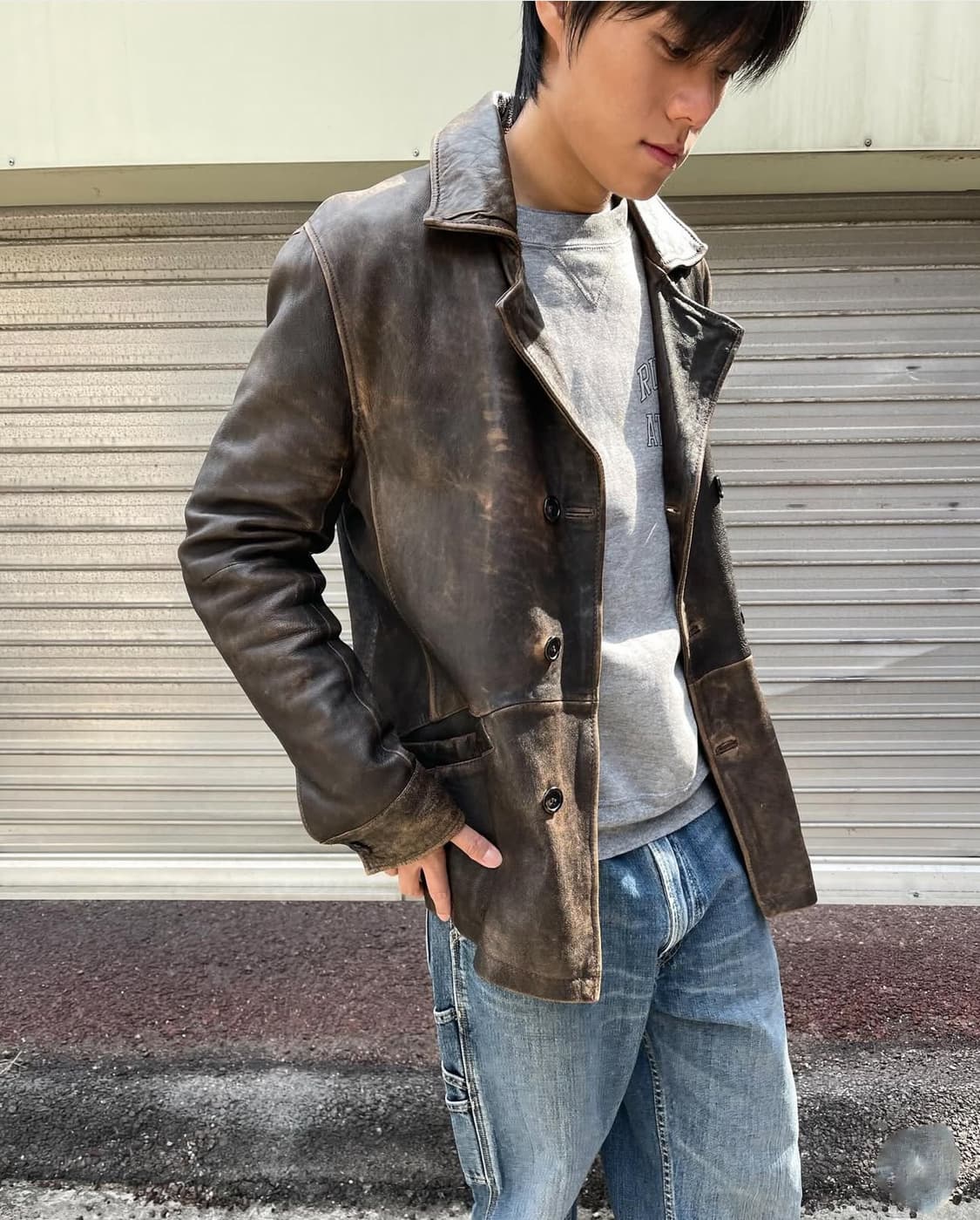 집시 더블 브레스티드 레더 자켓 상품이미지1