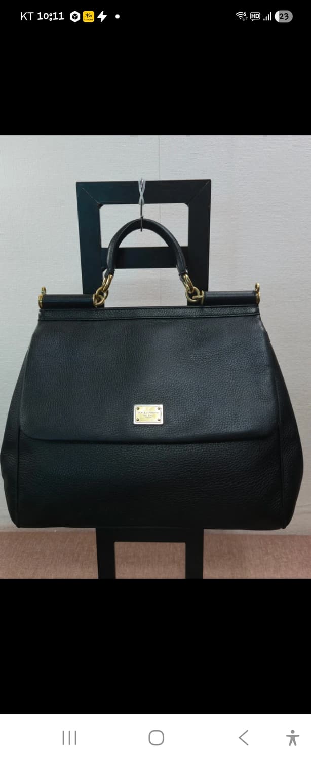 돌체앤가바나 정품 시칠리 그레인 레더 토트백 (블랙/골드) 상품이미지10