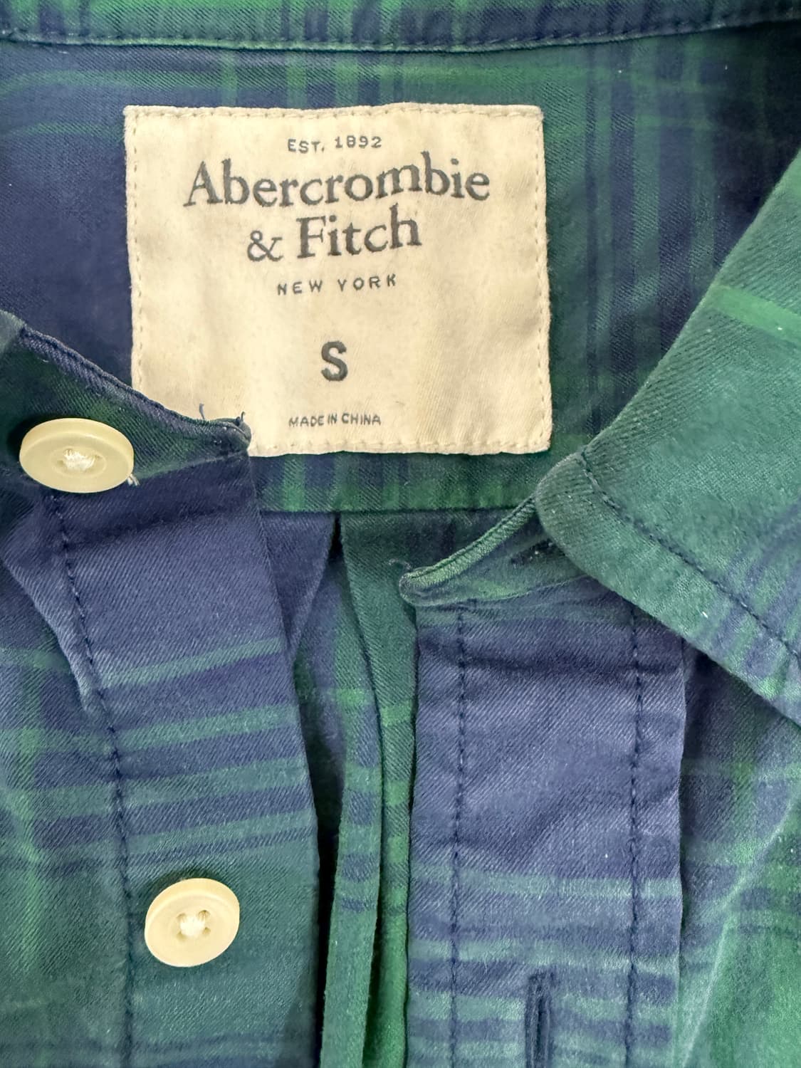 아베크롬비 체크 셔츠 S 그린/블루 구재 상품이미지3