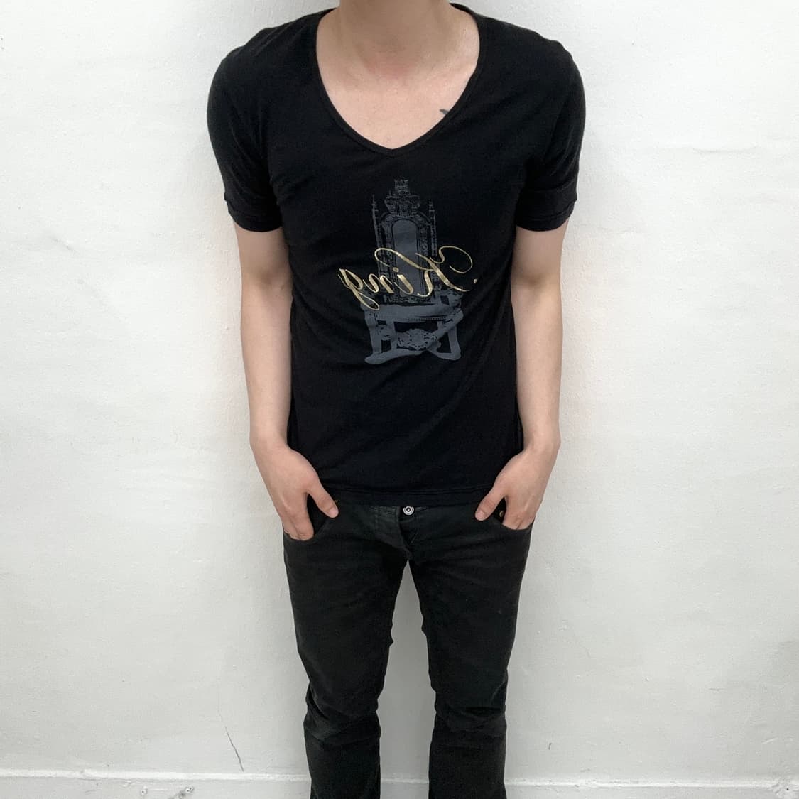 King print v neck short sleeve 상품이미지2