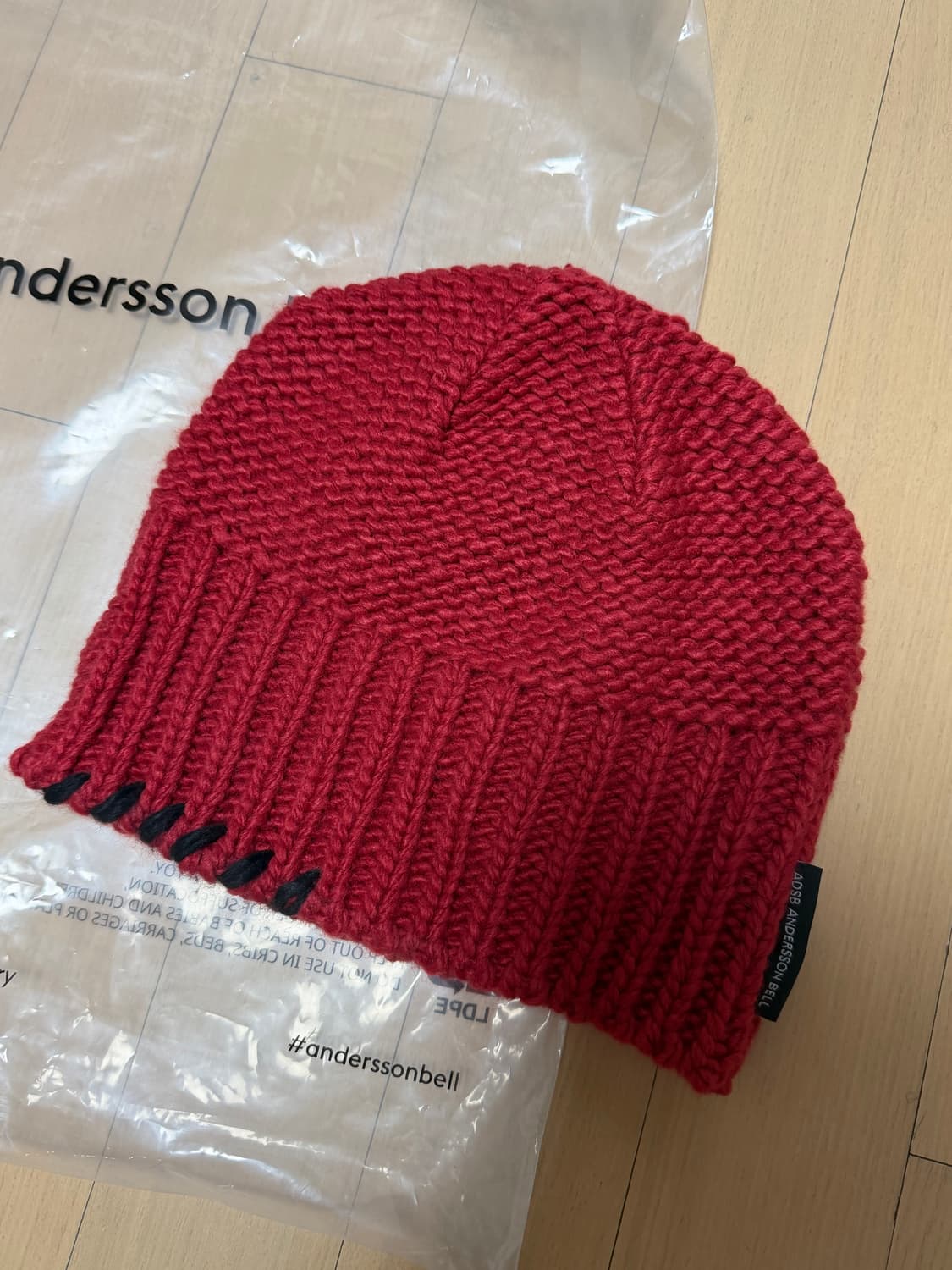 (새상품급) ADSB 앤더슨벨 밀라노 울 비니 레드 상품이미지2