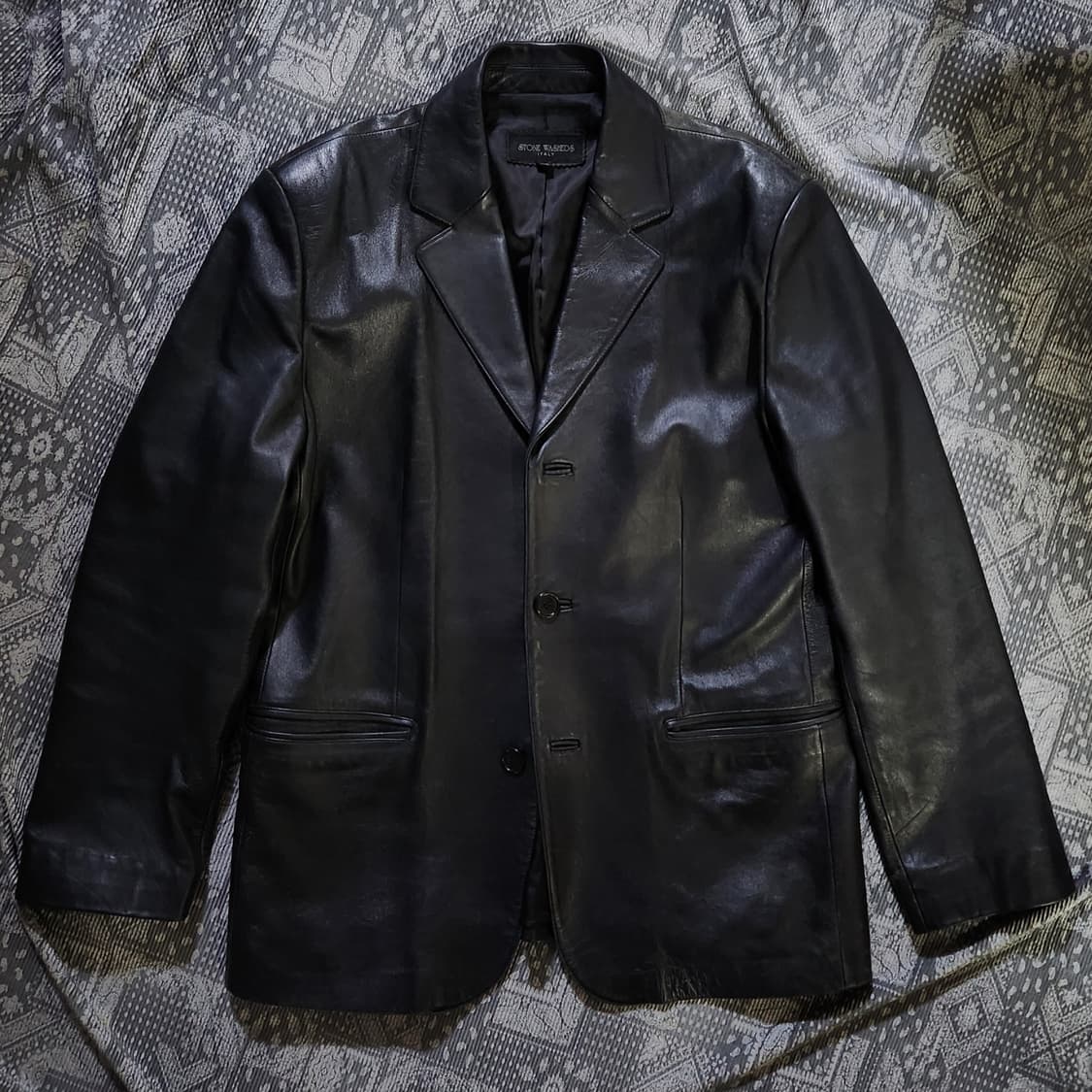 빈티지 레더 블레이저 대디핏 쎄미오버핏 상품이미지1