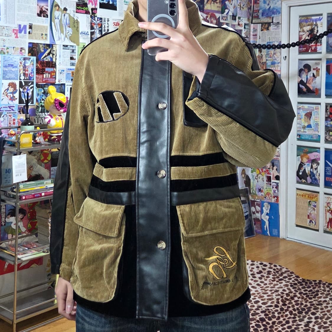JPN 코듀로이 레더 브라운 필드 자켓 상품이미지1