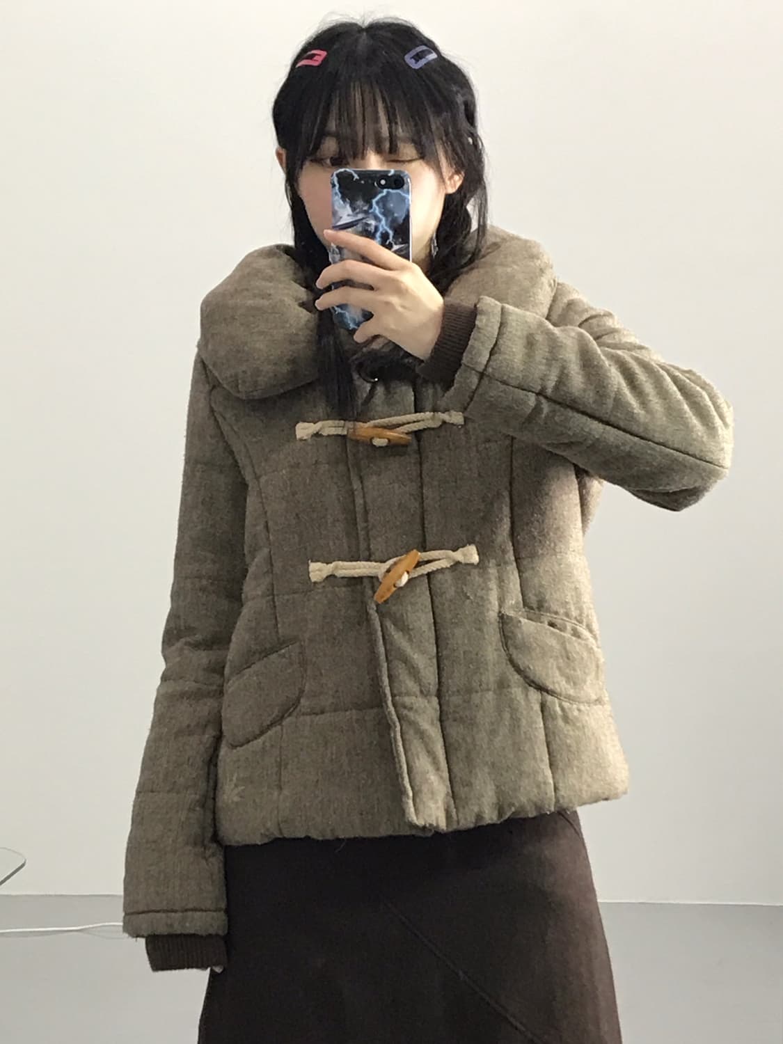 Jpn Linen Texture Toggle Padded Jacket 상품이미지1