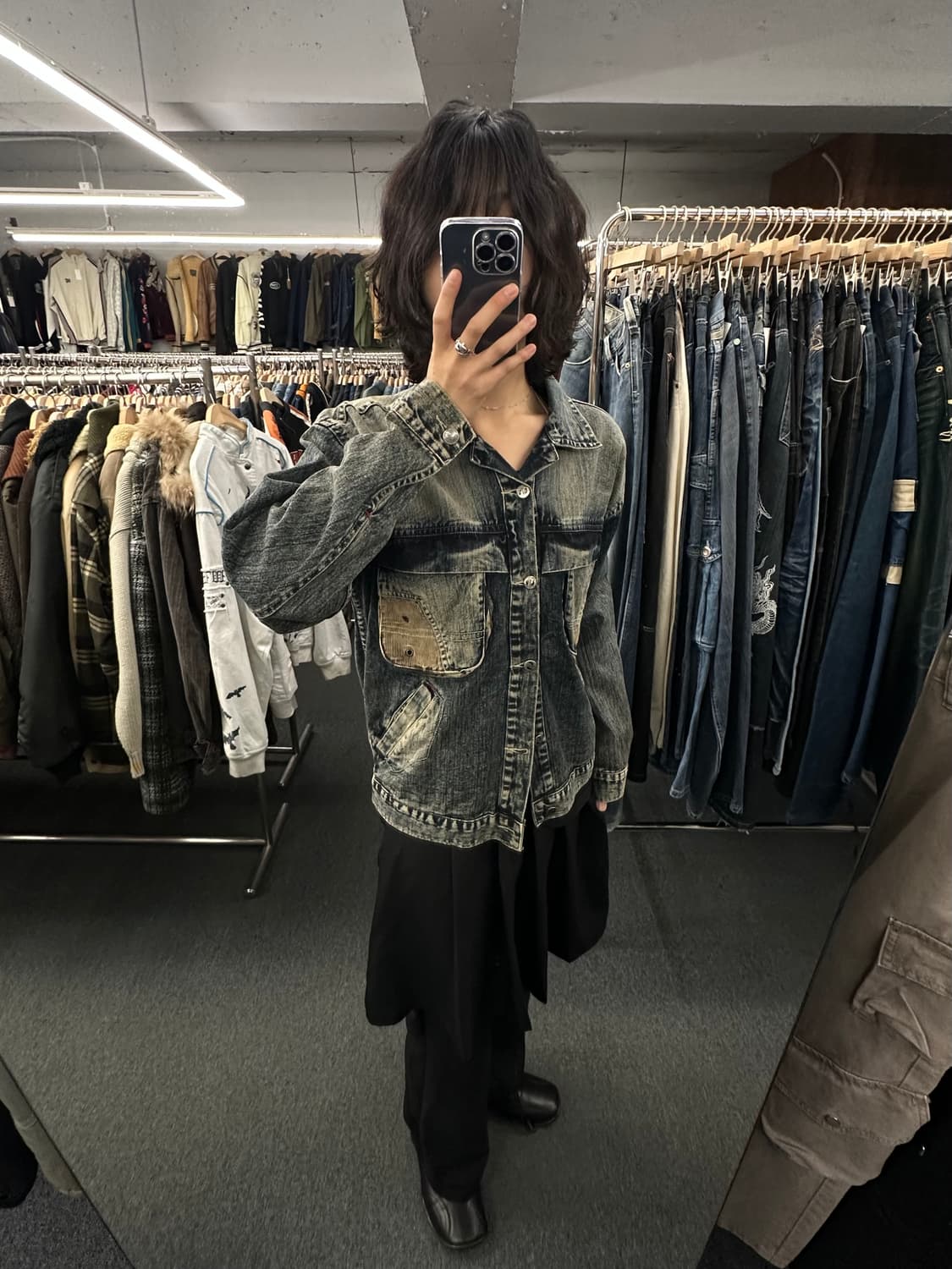 OS)Spine 빈티지 코듀로이 멀티 포켓 유틸리티 데님 자켓 상품이미지1