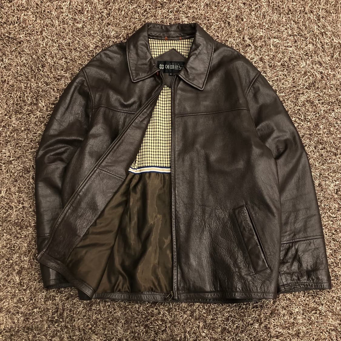 빈티지 소가죽 미니멀 카우스킨 싱글 레더 가죽 자켓 상품이미지3