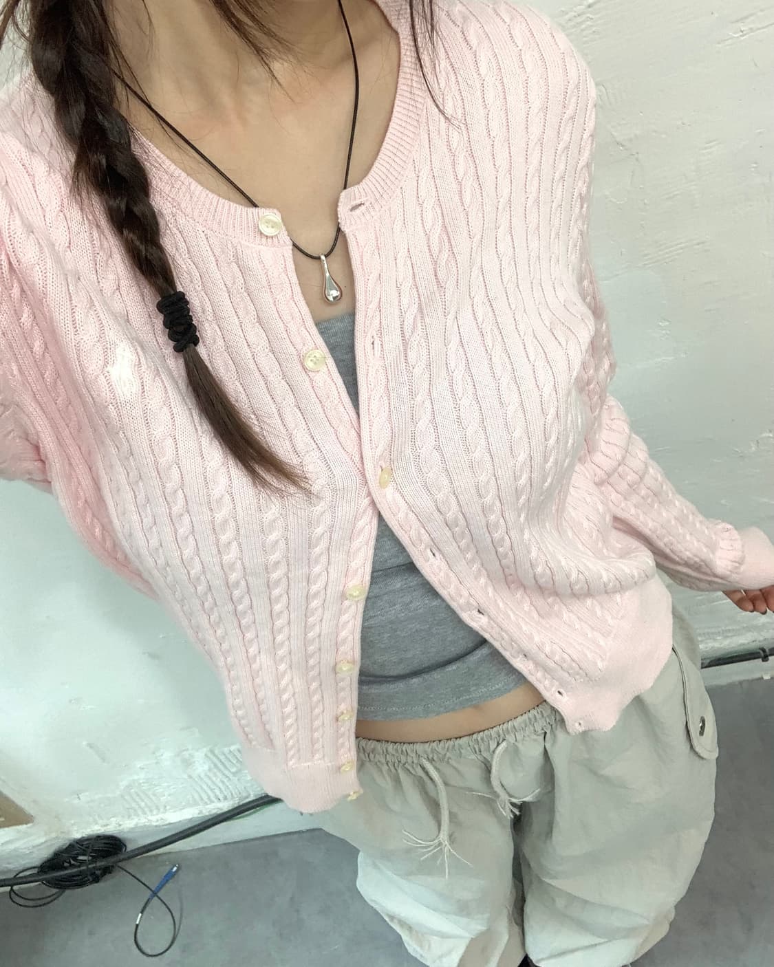 Polo 폴로 랄프로렌 걸즈 케이블 가디건 베이비핑크컬러 상품이미지3