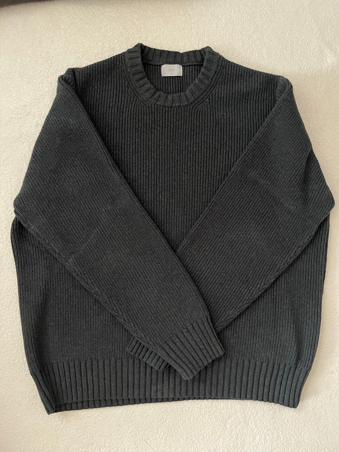 애습 인텔리 코튼 크루넥 니트 차콜 xl 상품이미지2