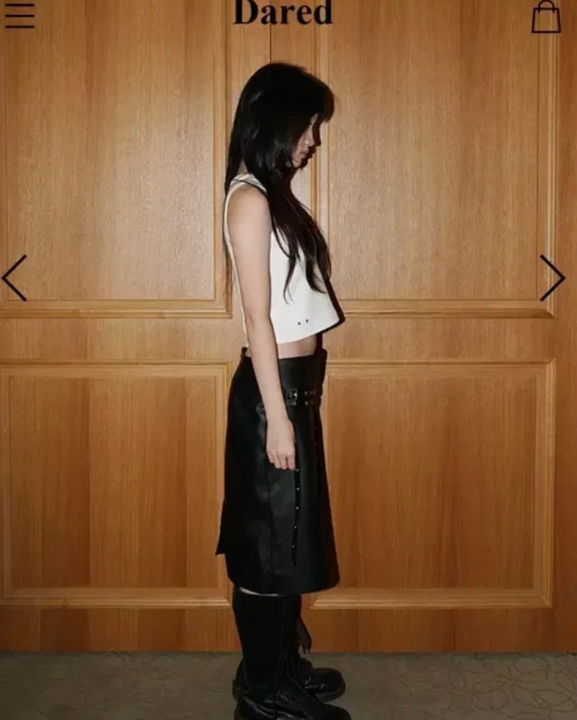 데어드 eyelet strap midi leather skirt 상품이미지2