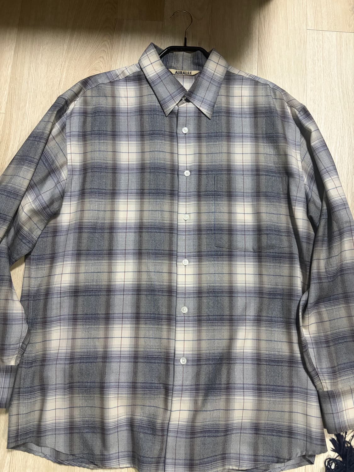 오라리 23fw 그레이 체크셔츠 상품이미지1