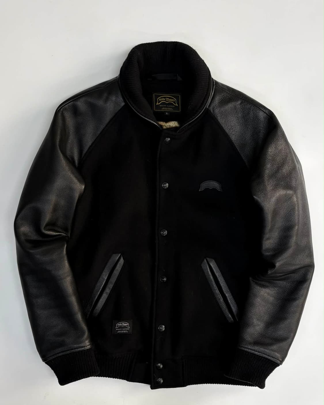 [L] 누드본즈 가죽 바시티 자켓 상품이미지1