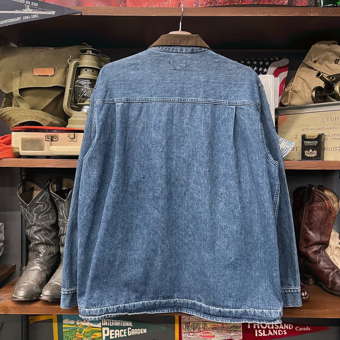 블루블루 스웨이드 넥 빈티지 데님 워크 초어 자켓 워크 웨어 N122 상품이미지2