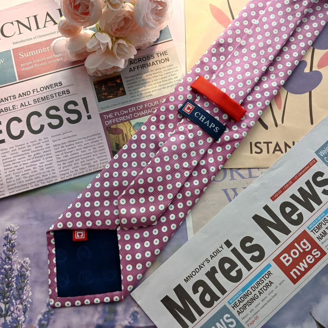 챕스 실크 핑크 도트 패턴 넥타이 9.1cm A+등급 A18699
 상품이미지4