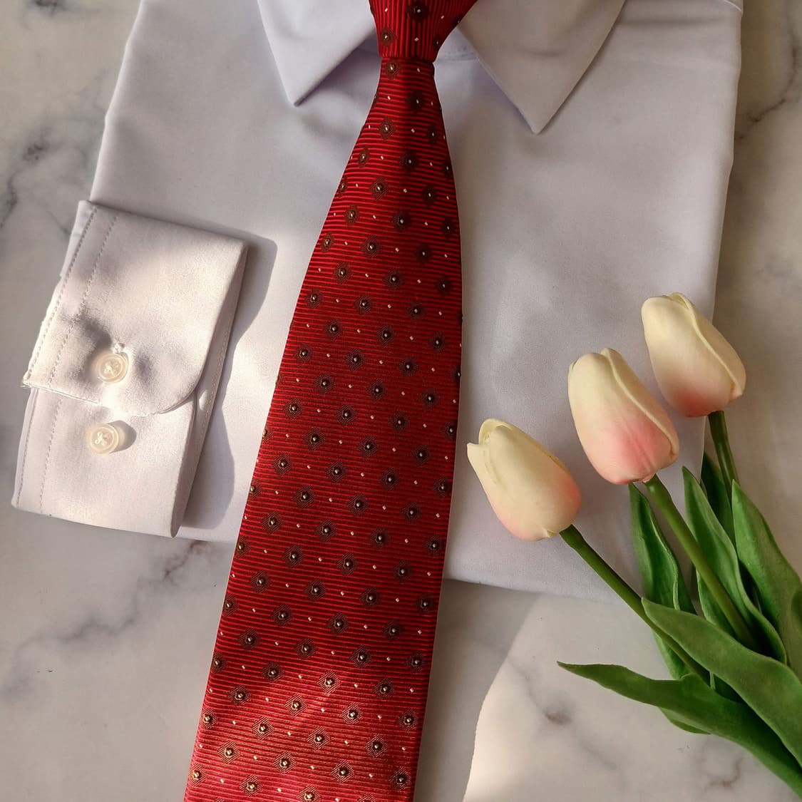 켐브리지 멤버스 실크 레드 패턴 넥타이 9.2cm A+등급 A19249
 상품이미지4