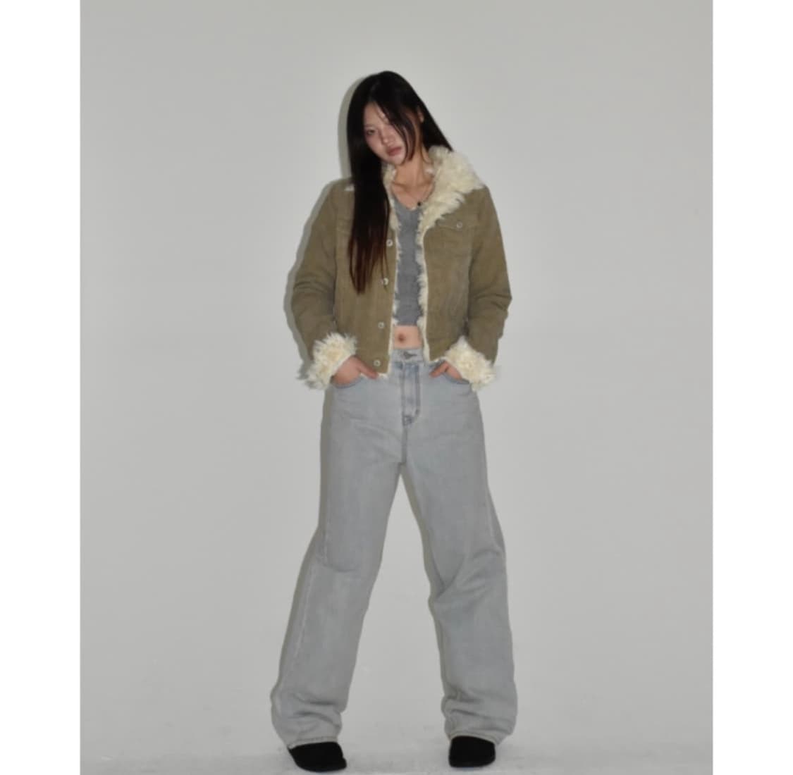 애즈온 카마 퍼자켓 베이지 상품이미지4