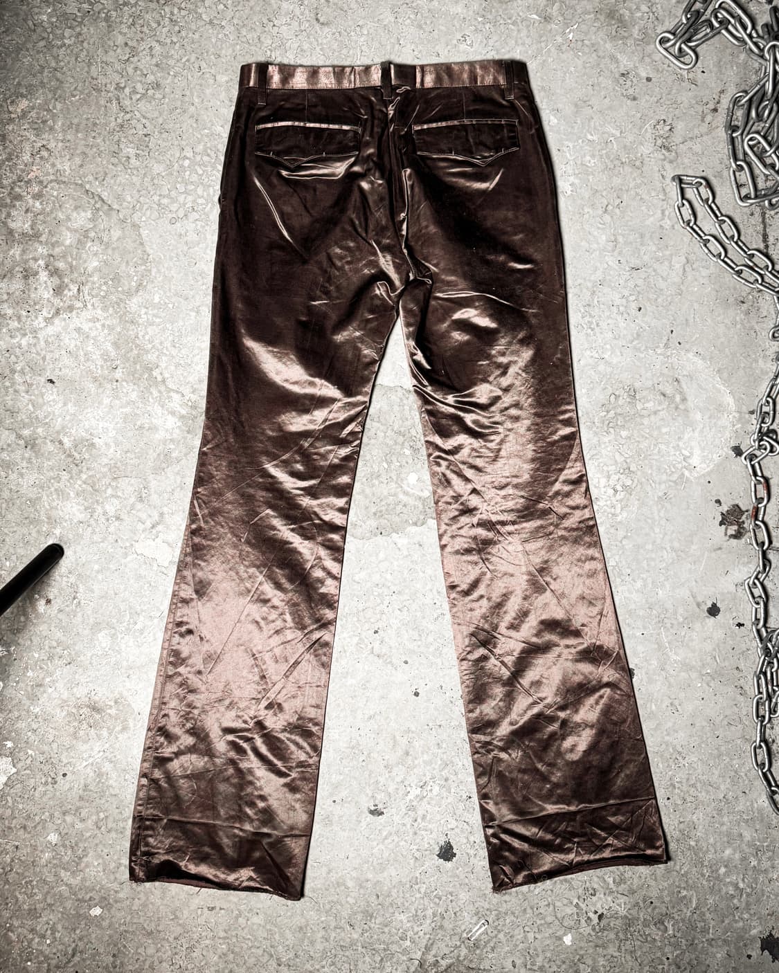 Brown satin Sammy boot-cut Pants 상품이미지5