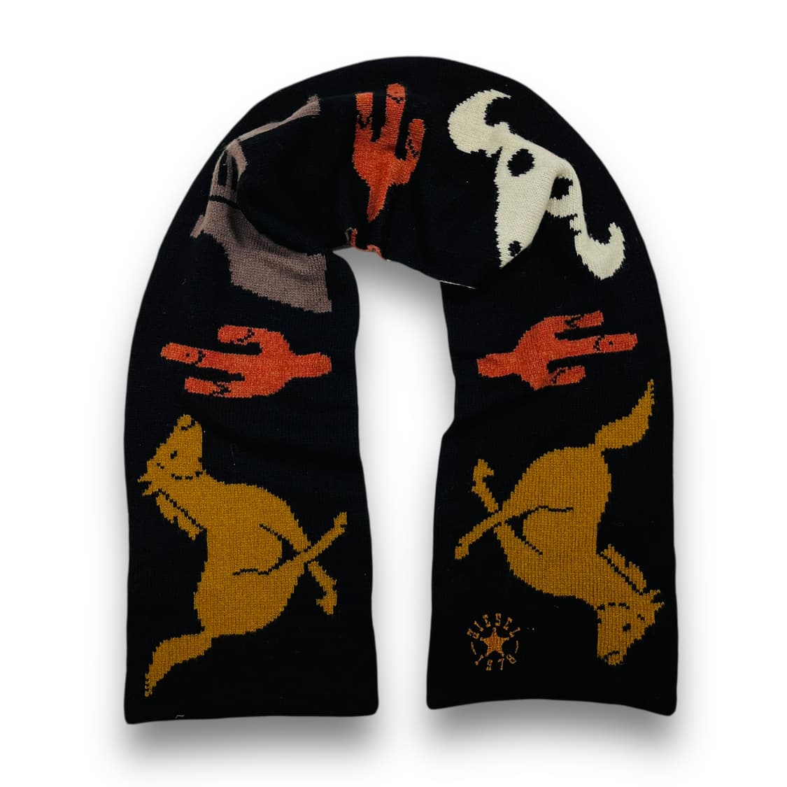 디젤 구형 리버시블 웨스턴 건 패턴 빈티지 울 머플러 상품이미지3