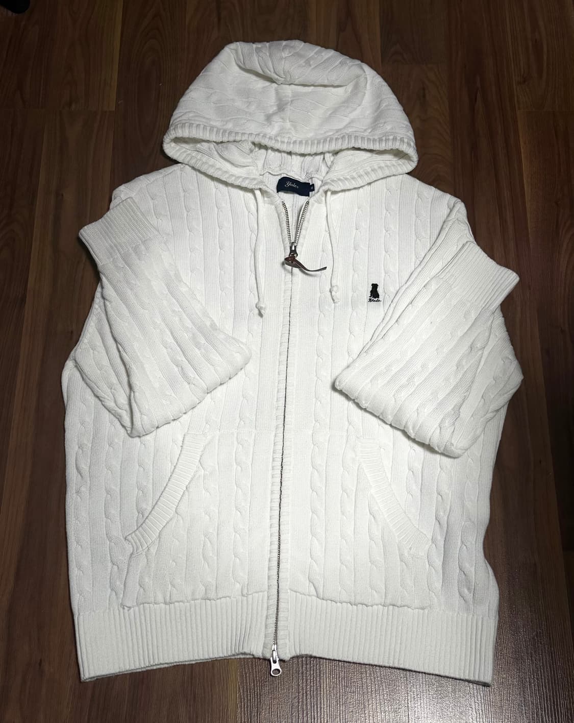 예일 케이블 아이보리 니트 후드집업 상품이미지1