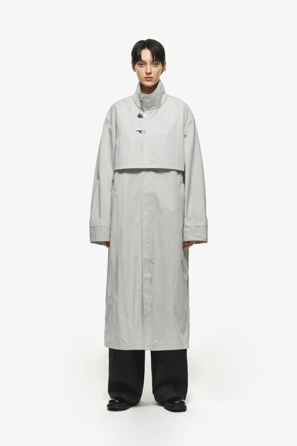 Layered nylon trench coat_Light Beige 상품이미지3