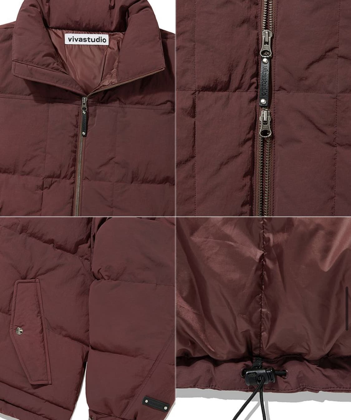 새상품(XL)비바스튜디오 나일론 푸퍼 덕다운 숏패딩 버건디 상품이미지4
