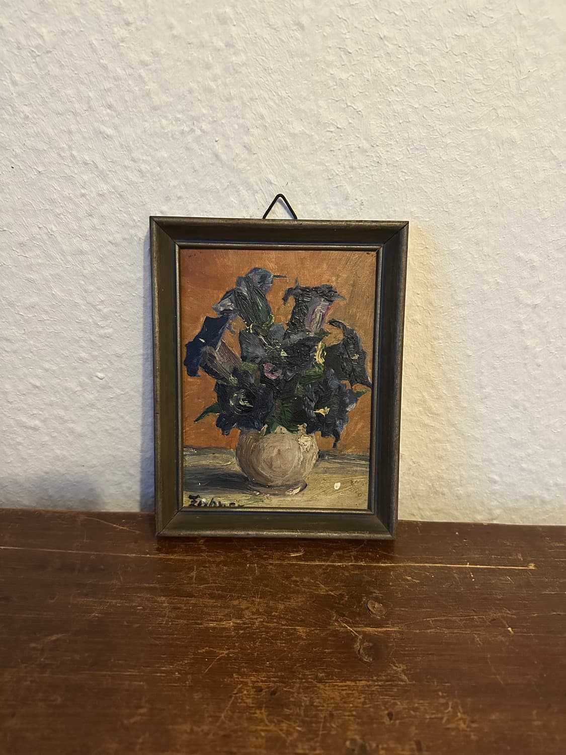 독일)빈티지 파랑꽃 유화(핸드페인팅) 상품이미지1