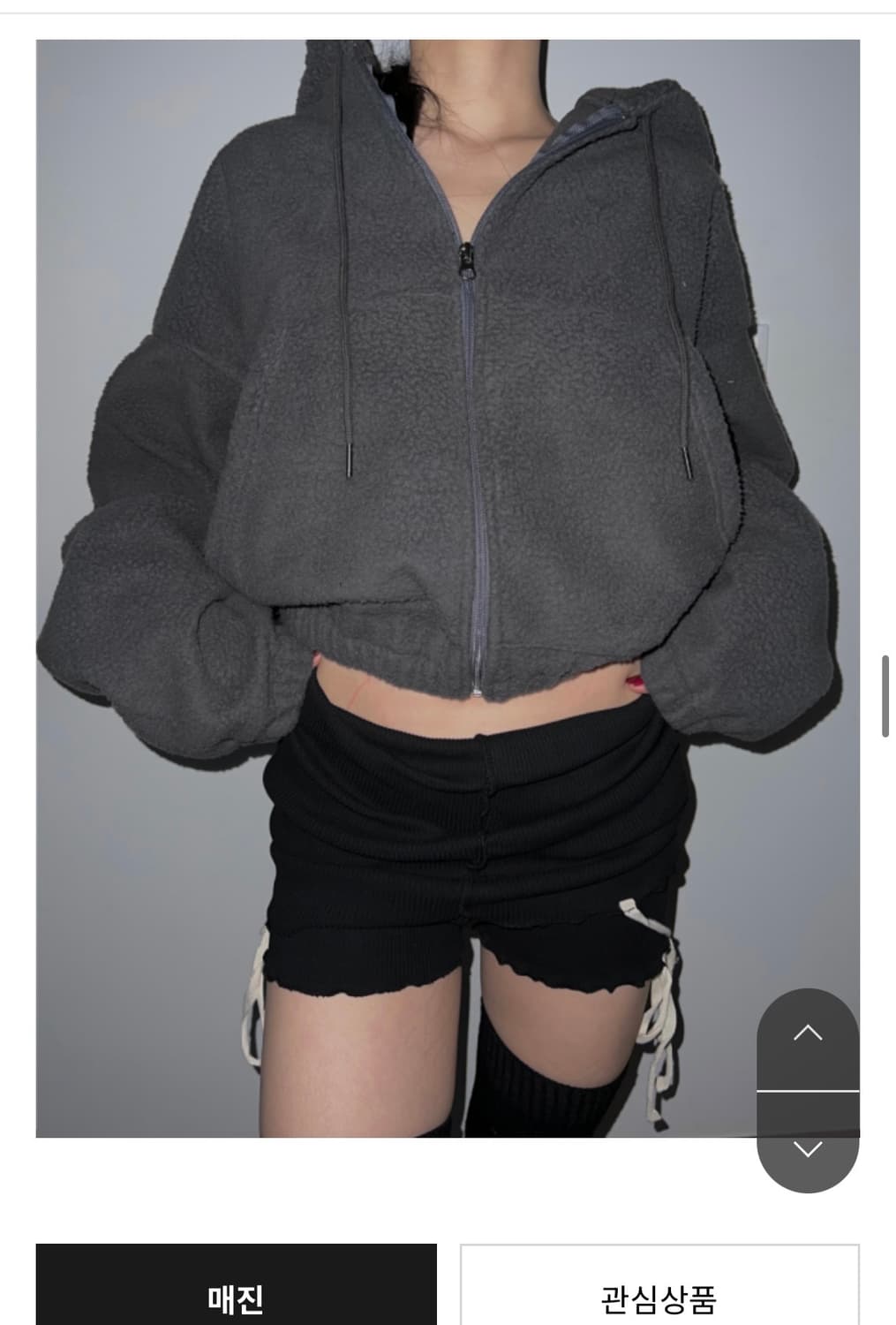 Tanger Crop Fleece Hoody 챠콜 새상품 상품이미지2