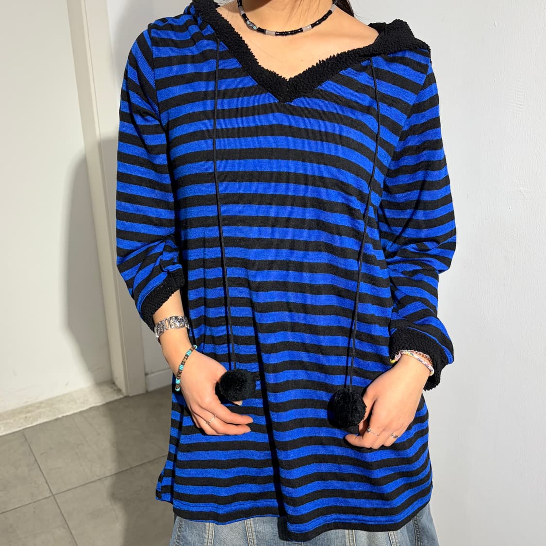 락 펑크 폼폼이 후드 티셔츠 상품이미지1