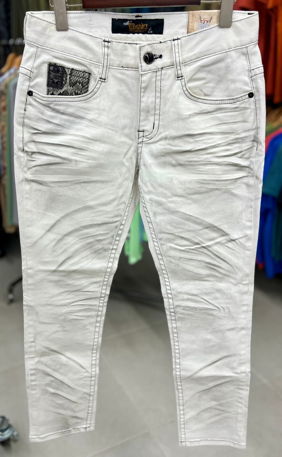 화이트 뱀피 포인트 가죽 PANT  상품이미지1