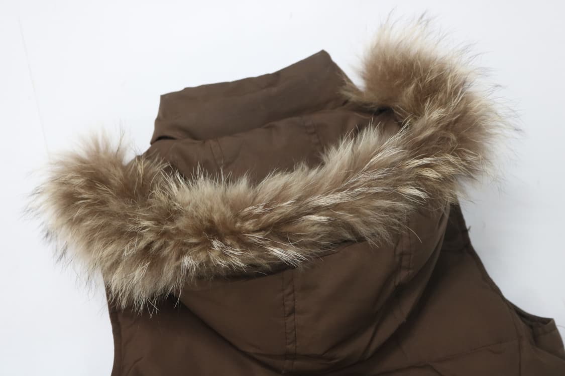 INGNI 잉니 빈티지 퍼 후드 브라운 다운 베스트 (M) 상품이미지9