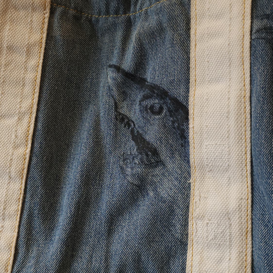 핸드 드로잉 빅토트 캔버스 데님 토트백 빈티지 더플백 리메이크 상어 상품이미지3