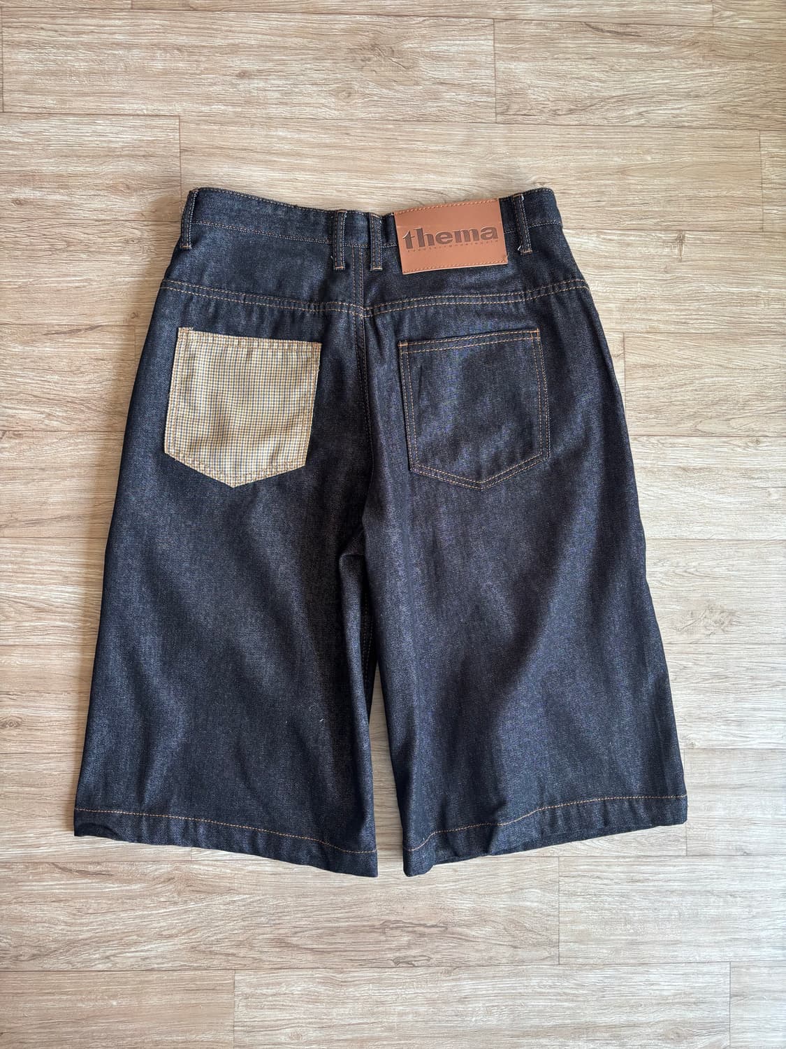 떼마 체크 포켓 스트레이트 카프리 팬츠 인디고 상품이미지4