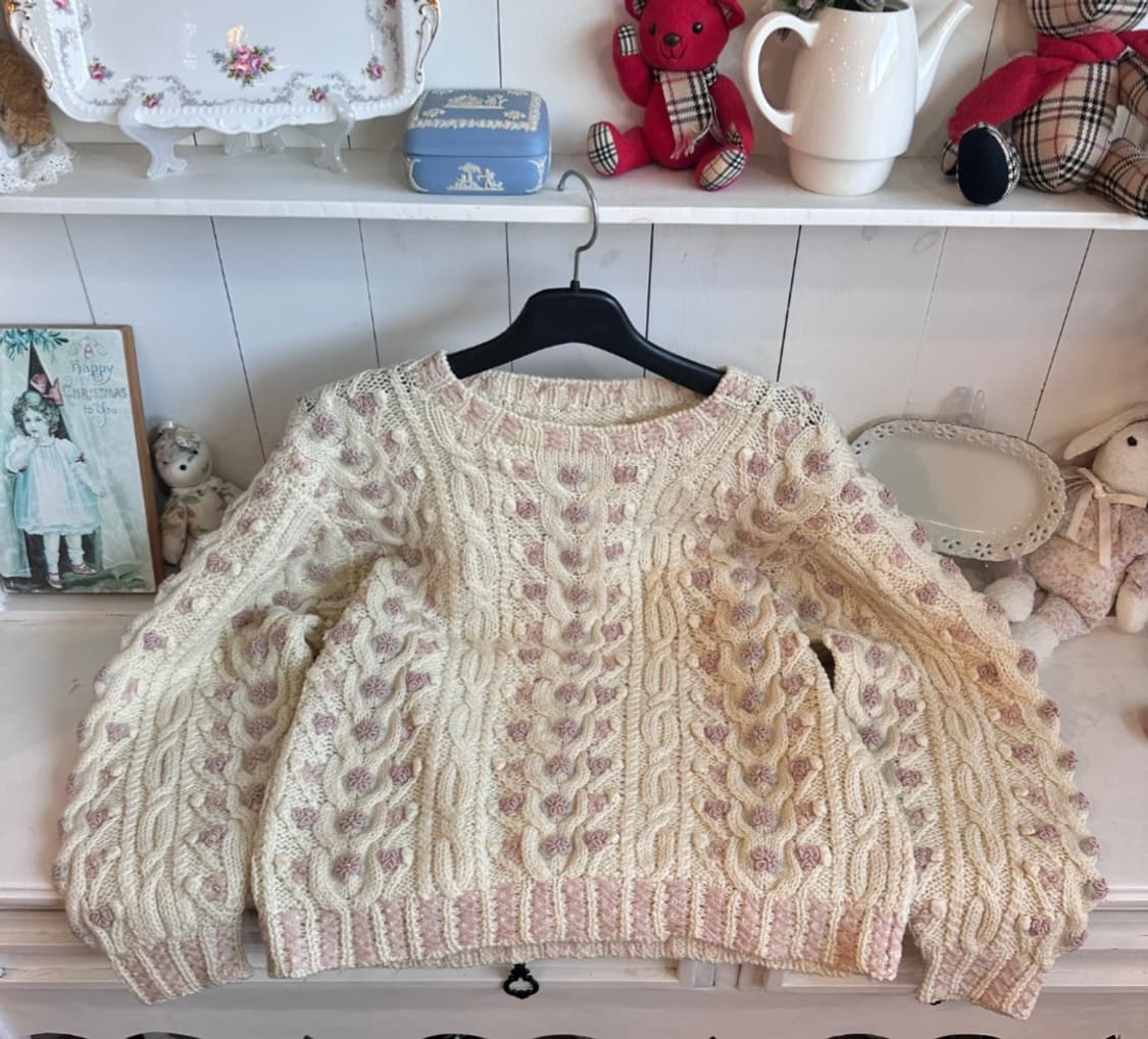 핸드니트 케이블 플라워 입체 니트 상품이미지5