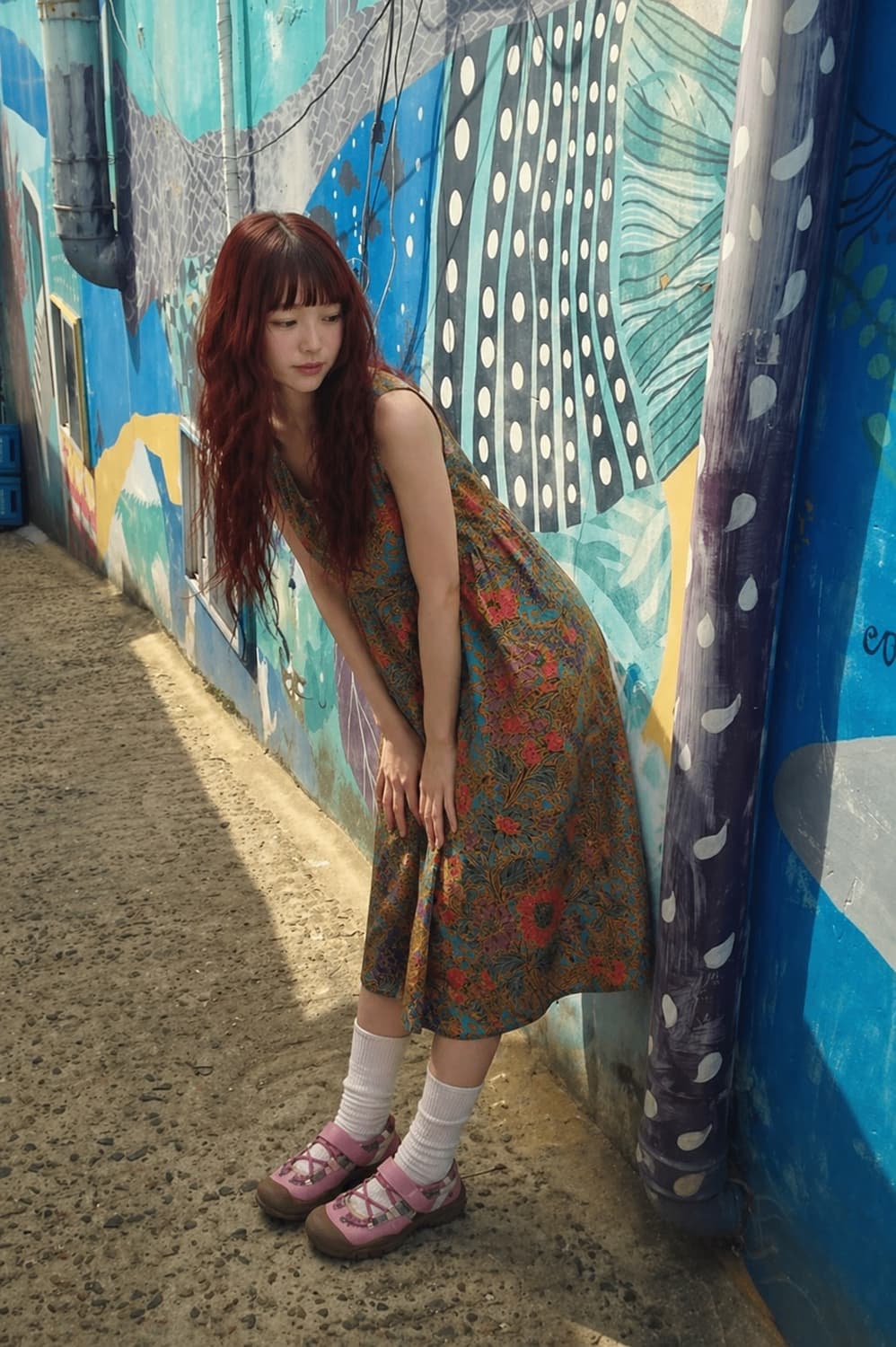 모리걸 소녀 히피 패턴 원피스 상품이미지1