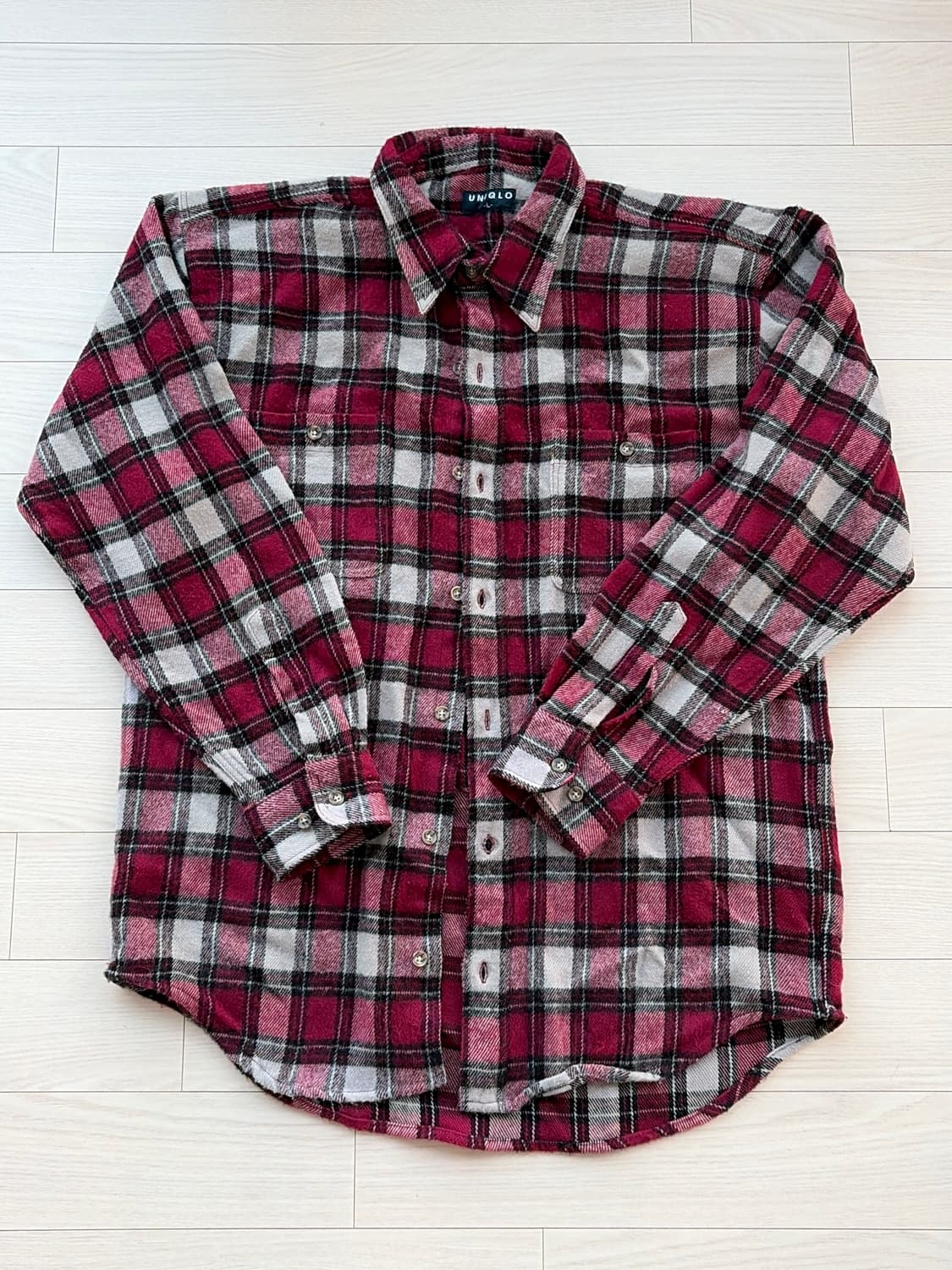 90s 올드 유니클로 플란넬 셔츠 자켓 L (103-105) 상품이미지1