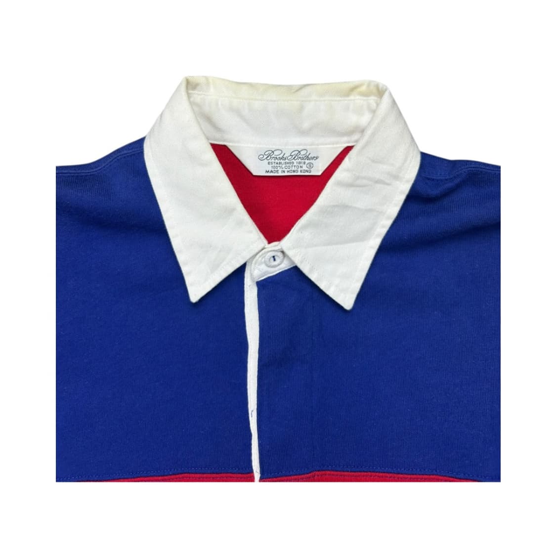SL)브룩스브라더스 80s-90s 블루 컬러블록 로고 럭비티 T-097 상품이미지3