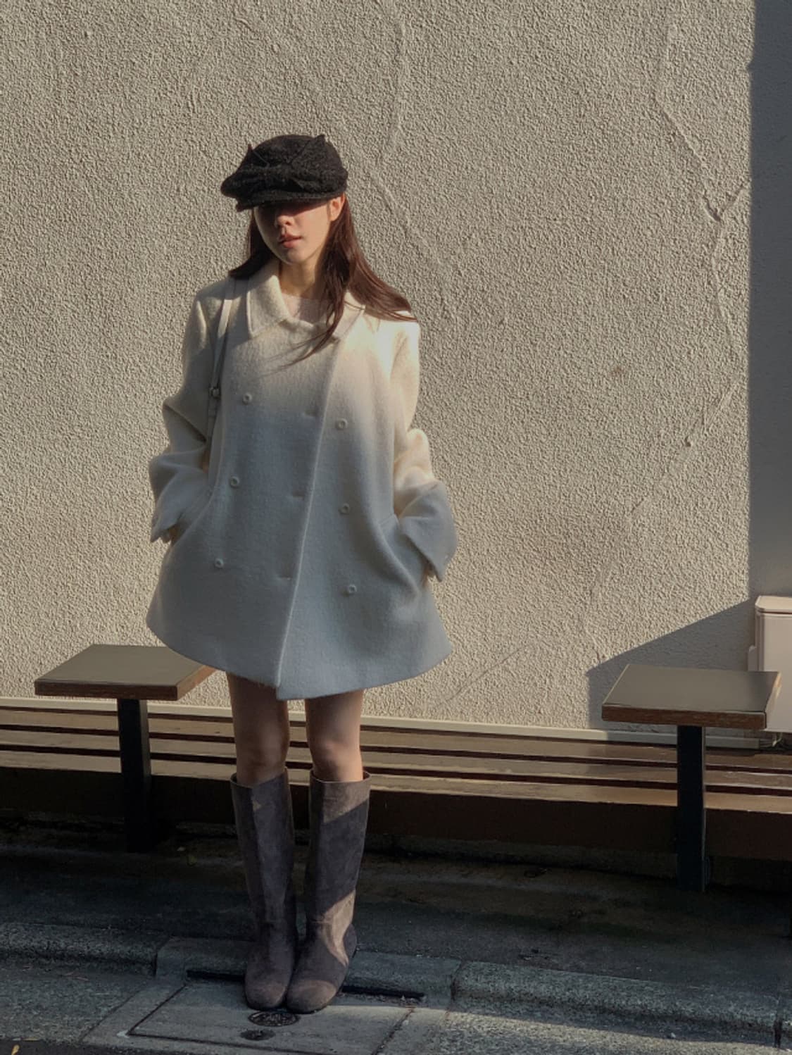 아이보리 하프코트 상품이미지4