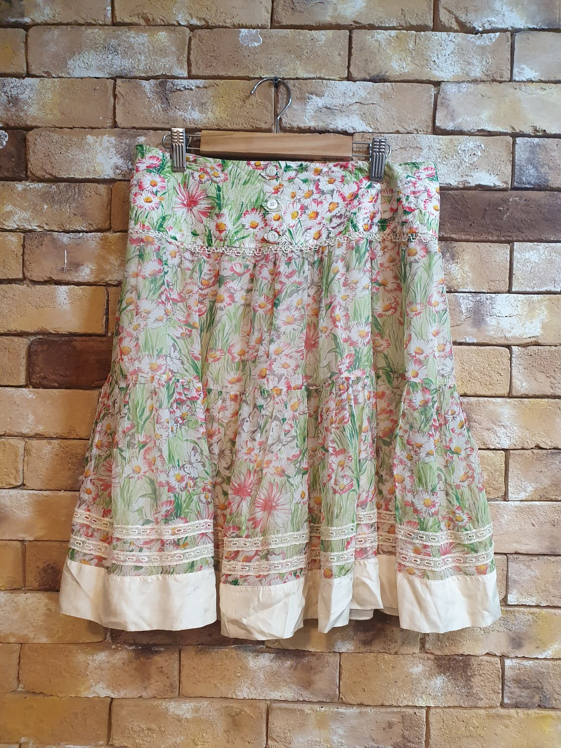 블루마린 플라워 실크 빈티지 스커트 42 상품이미지1