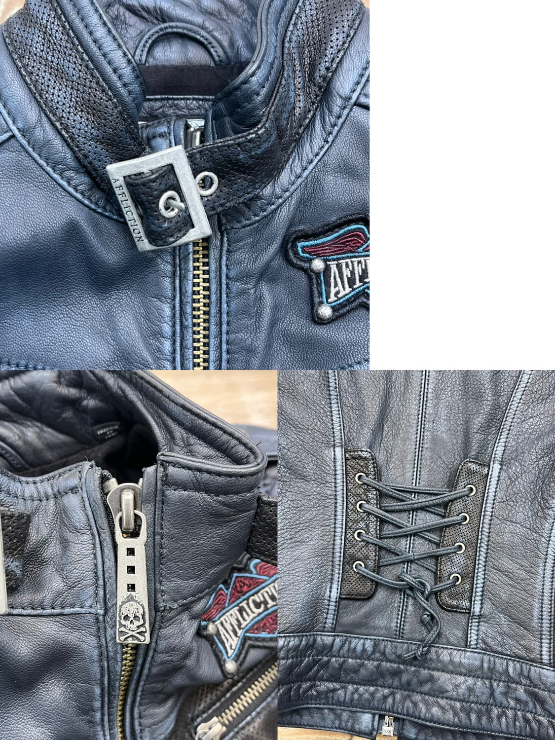 어플릭션 바이커 레더 자켓 상품이미지6