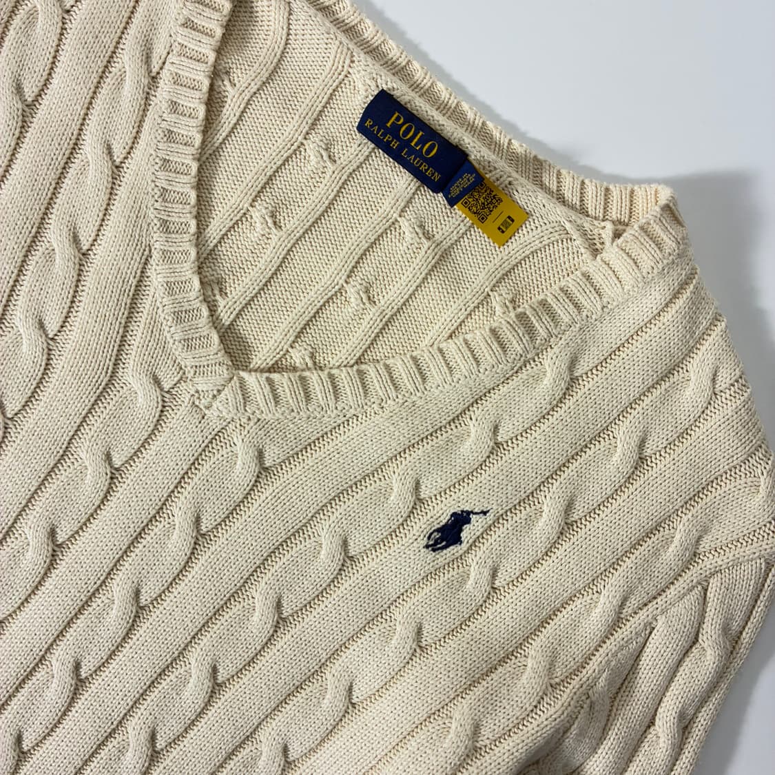 Polo  폴로 랄프로렌 자수 코튼 케이블 브이넥 니트 상품이미지3