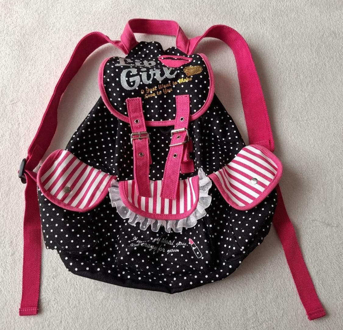 모리걸 갸루 로걀 헤이세이 도트 땡땡이 핫핑크 백팩 가방 상품이미지1