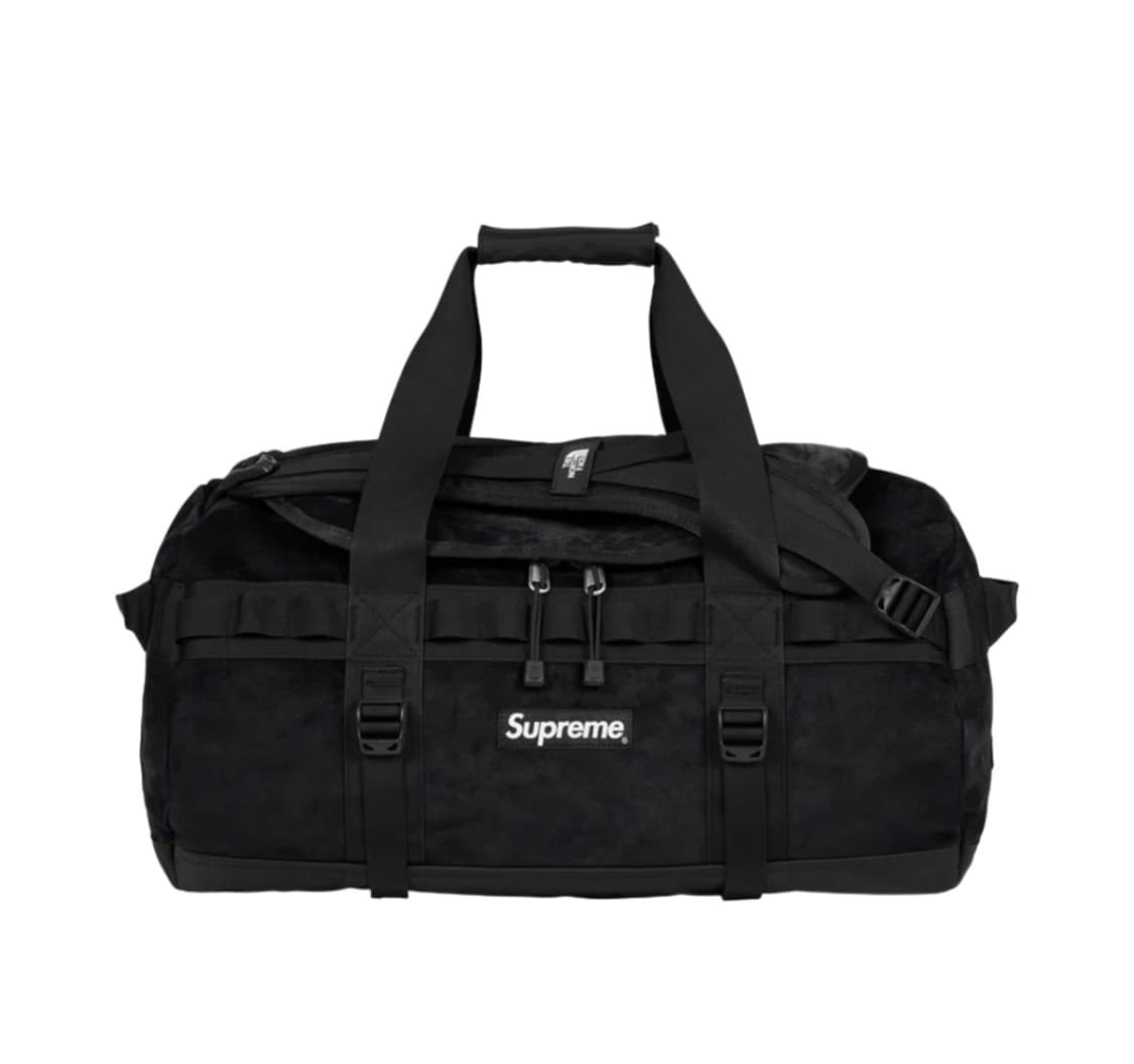 슈프림 x 노스페이스 스웨이드 스몰 베이스 캠프 더플백 블랙 - 23FW 상품이미지1