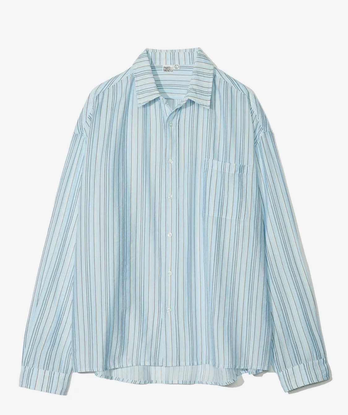 새상품 파르티멘토 멀티 스트라이프 오버핏 셔츠 스카이 L 상품이미지1