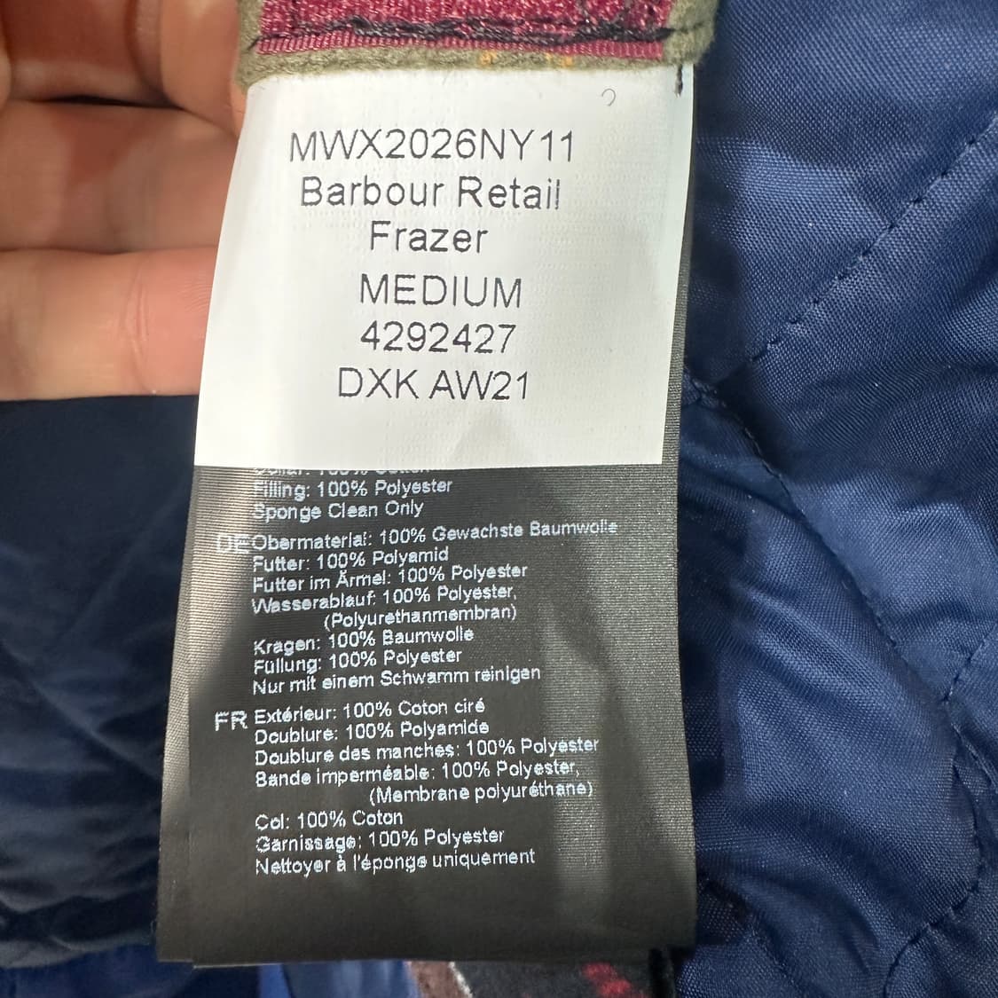 바버 retail frazer 왁스 자켓 M 상품이미지6