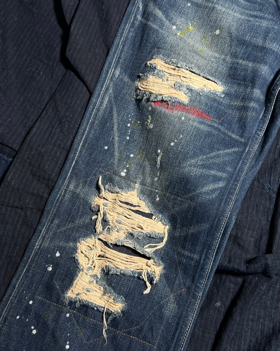 리바이스 슬림&레귤러 테이퍼드핏 페인팅 데미지 데님 팬츠 32 상품이미지3