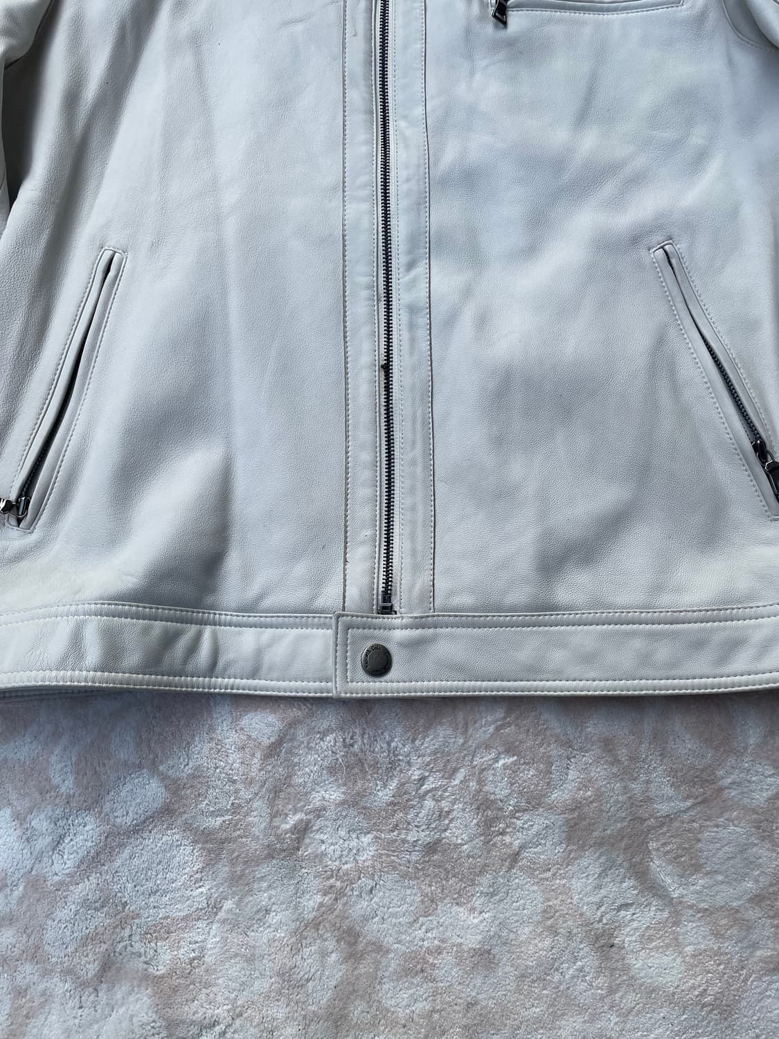 빈티지 켄네스콜 화이트 라이더 가죽 자켓 상품이미지5