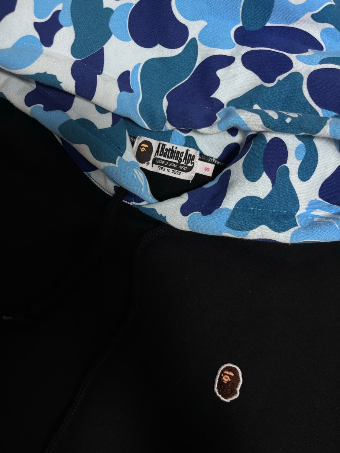 베이프 블루카모 큐빅 후드티 블랙 S 상품이미지4