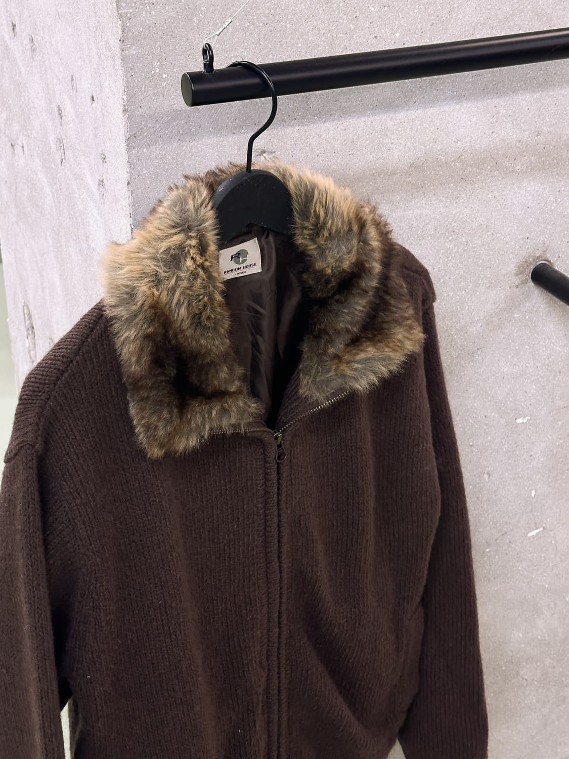 fur collar oversized zip up knit 상품이미지2