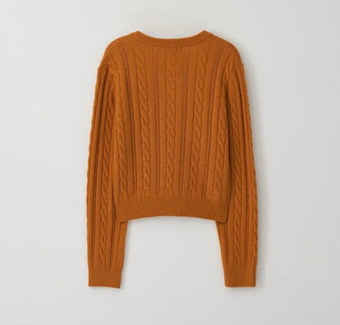 로라로라 V NECK CABLE LABEL KNIT ORANGE 상품이미지4