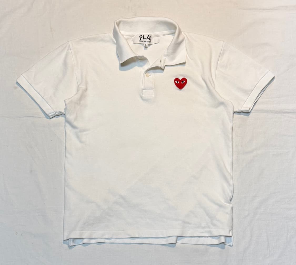 꼼데가르송 플레이 반팔 카라티 화이트 상품이미지1