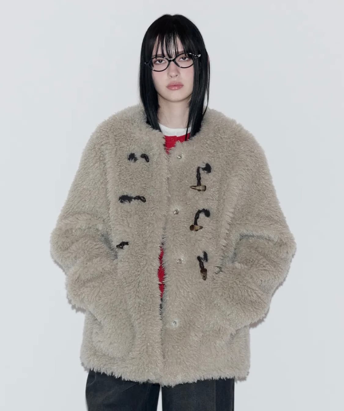 [rolarola]TOGGLE BUTTON FUR COAT KHAKI코트 상품이미지2